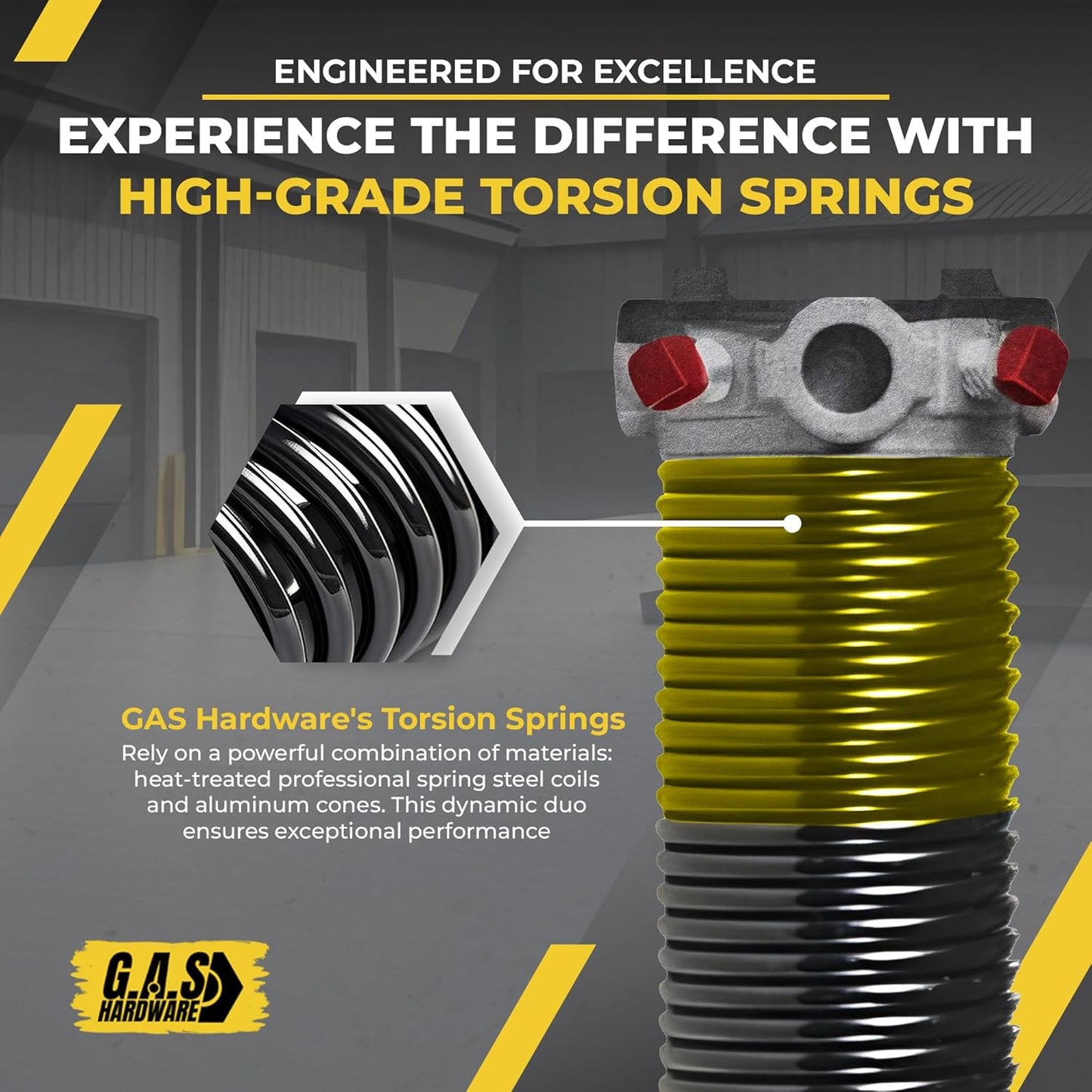Garage Door Torsion Spring 250x1.75x39 Includes 1” Steel Bearing, Non-Slip Gloves, and Winding Bars for Left Side of Garage Door Precision E-Coating 5-Year Warranty Min. 30,000 Cycles (Red Cone)