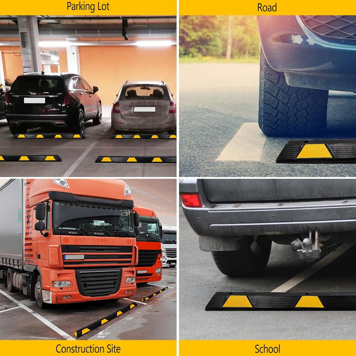 Curb Parking Garage Floor Stopper - 72 Inch Extra Wide Heavy Duty Rubber Parking Lot Stopper, for Vehicles Truck Driveway, Protect Pumpers from Cars Vans Trucks(2PCS)