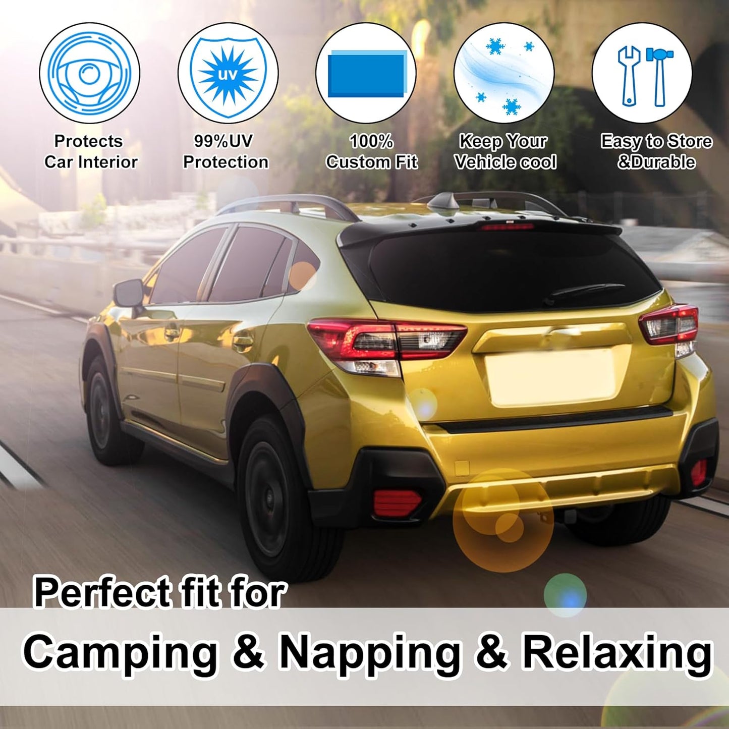 TINGLU Window Shades for Subaru Crosstrek 2018-2023 Accessories Car Side Full Windows Rear Triangular Windshield Sun Shade Sun UV Rays & Privacy Protection for Camping,Napping,and Relaxing 8PCS