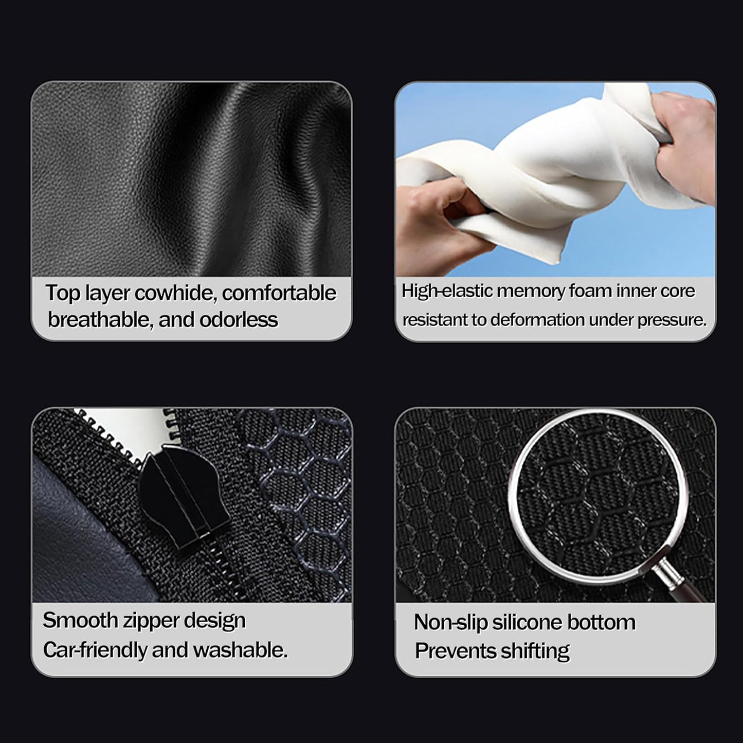 Car Center Console Cover pad Genuine Cowhide Leather,Black Armrest Box mat, Vehicle Arm Rest Cushion Protector,Memory Foam true cow Leather,Consoles Hand Rest Pillow(sizeA 12 x 5.9 x 2.2 inch)