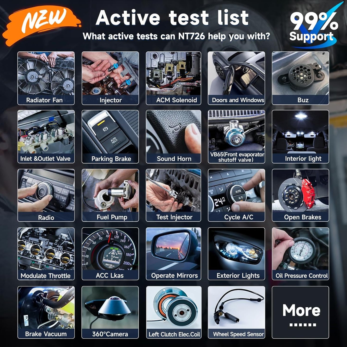 FOXWELL NT726 Bidirectional Scan Tool, All System OBD2 Scanner Diagnostic Tool, Code Reader for Cars and Trucks with 12 Resets, ABS Bleeding/Oil/EPB/SAS/D-PF/TPMS/Injector Coding/Throttle/BMS..., FCA