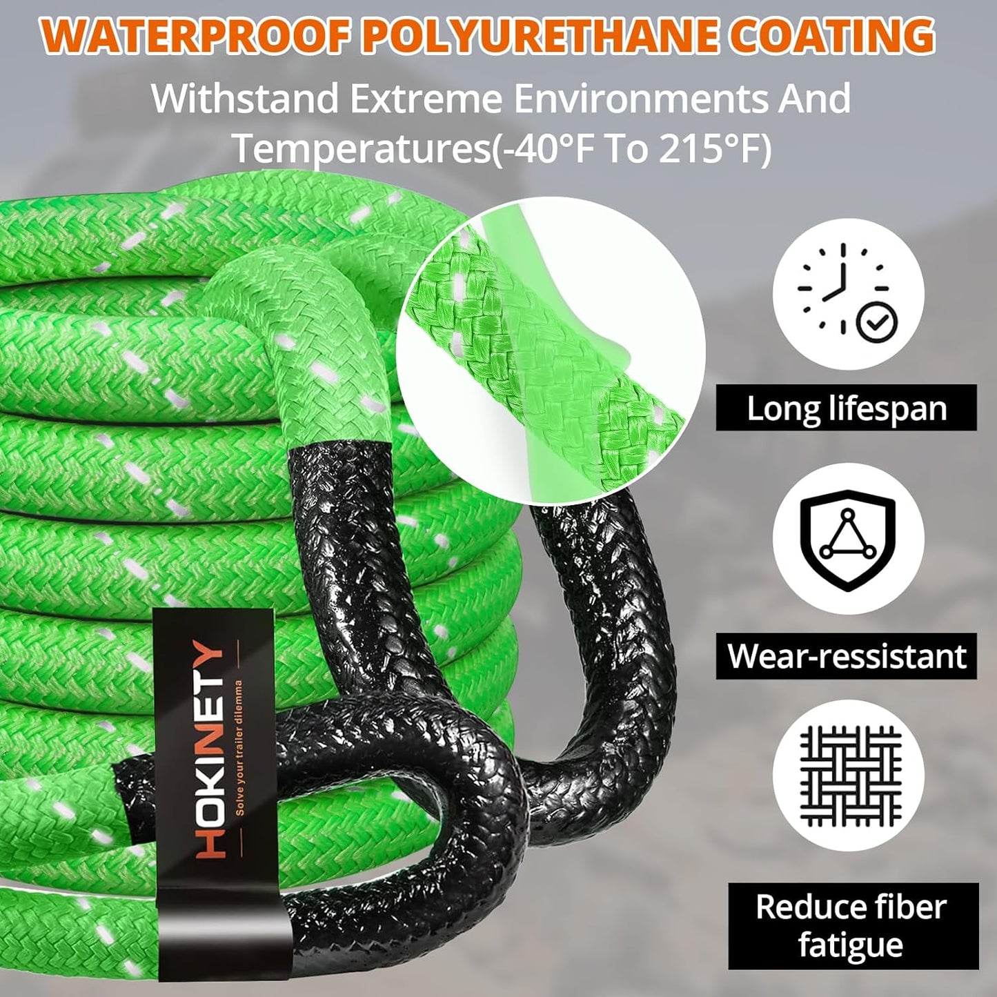 Kinetic Recovery Tow Rope: 1.26" x 20ft 55000LBS Reflective Snatch Strap with Soft Shackles Heavy Duty Offroad Towing Straps Kit for Trucks SUV UTV ATV Tractor Car Jeep - Neon Green