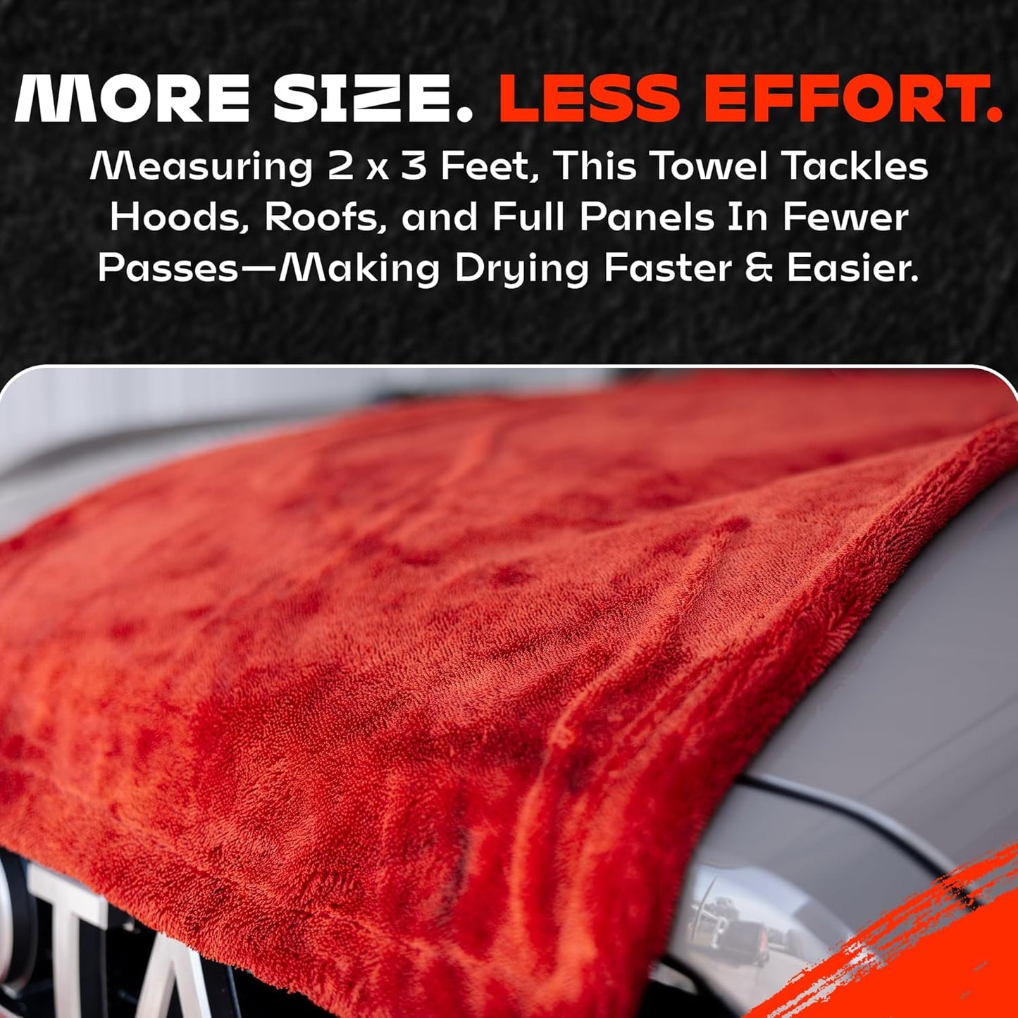 Redline XL Car Drying Towel - Ultra Premium 1300 GSM Microfiber Drying Towel - Max Absorption, Streak-Free Finish, Super Soft Twisted Loop Design - Dries Full Vehicle - Extra Large 2 x 3 ft