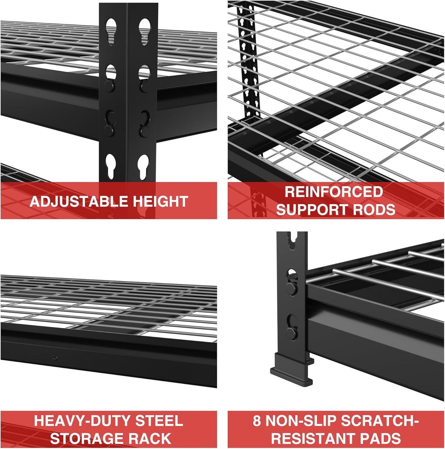 WORKPRO 4000 lbs 5-Tier Metal Shelving Unit, 72”H x 48”W x 24”D, Heavy Duty Adjustable Storage Rack, for Garage, Basement, Warehouse, Workshop