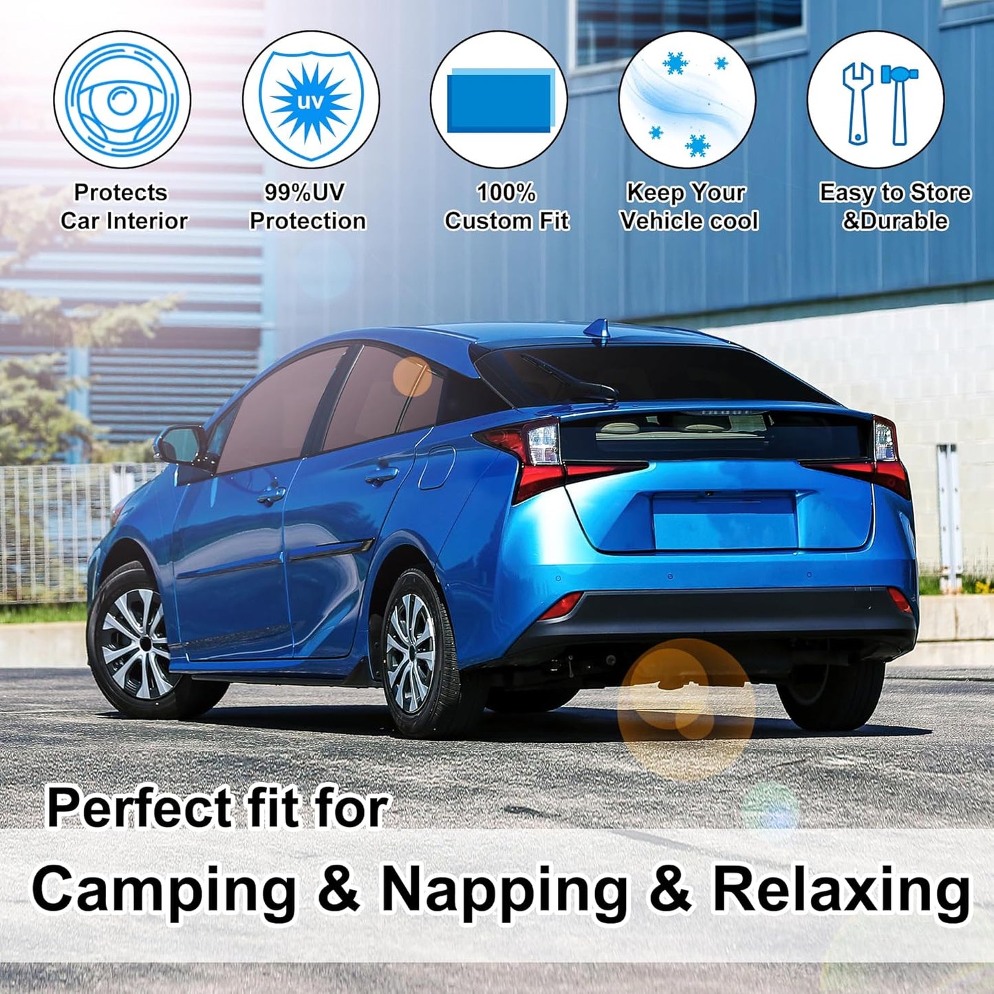 TINGLU Window Shades for Toyota Prius Hatchback 2016-2022 (NOT for Prius C or Prius V) Accessories Car Side Full Windows Rear Triangular Windshield Sun Shade Sun UV Rays Privacy Protection 6PCS