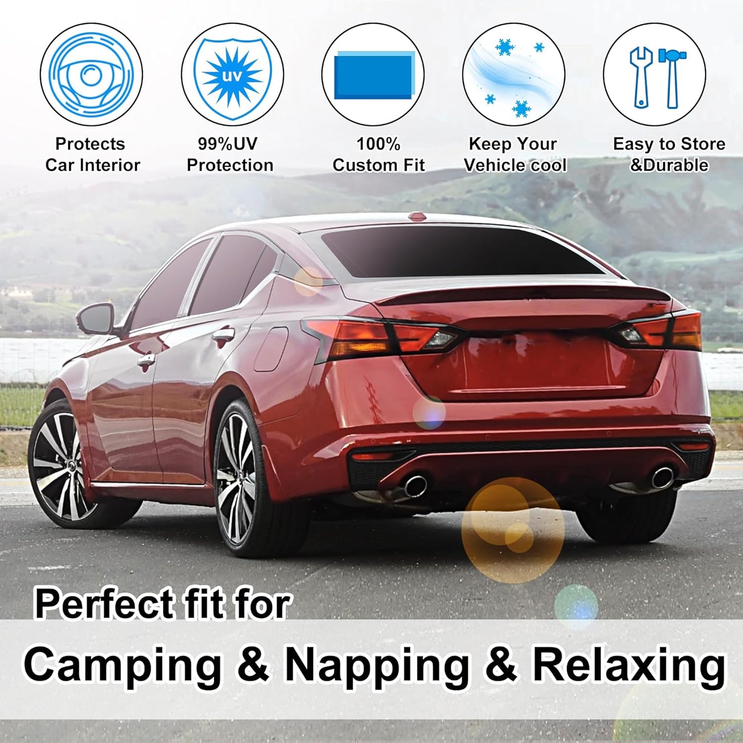 TINGLU 6PCS Window Shades for Nissan Altima 2019-2024 2025 Accessories Car Side Full Windows Cover Camping Rear Triangular Windshield Sun Shade Sun UV Rays Privacy Protection