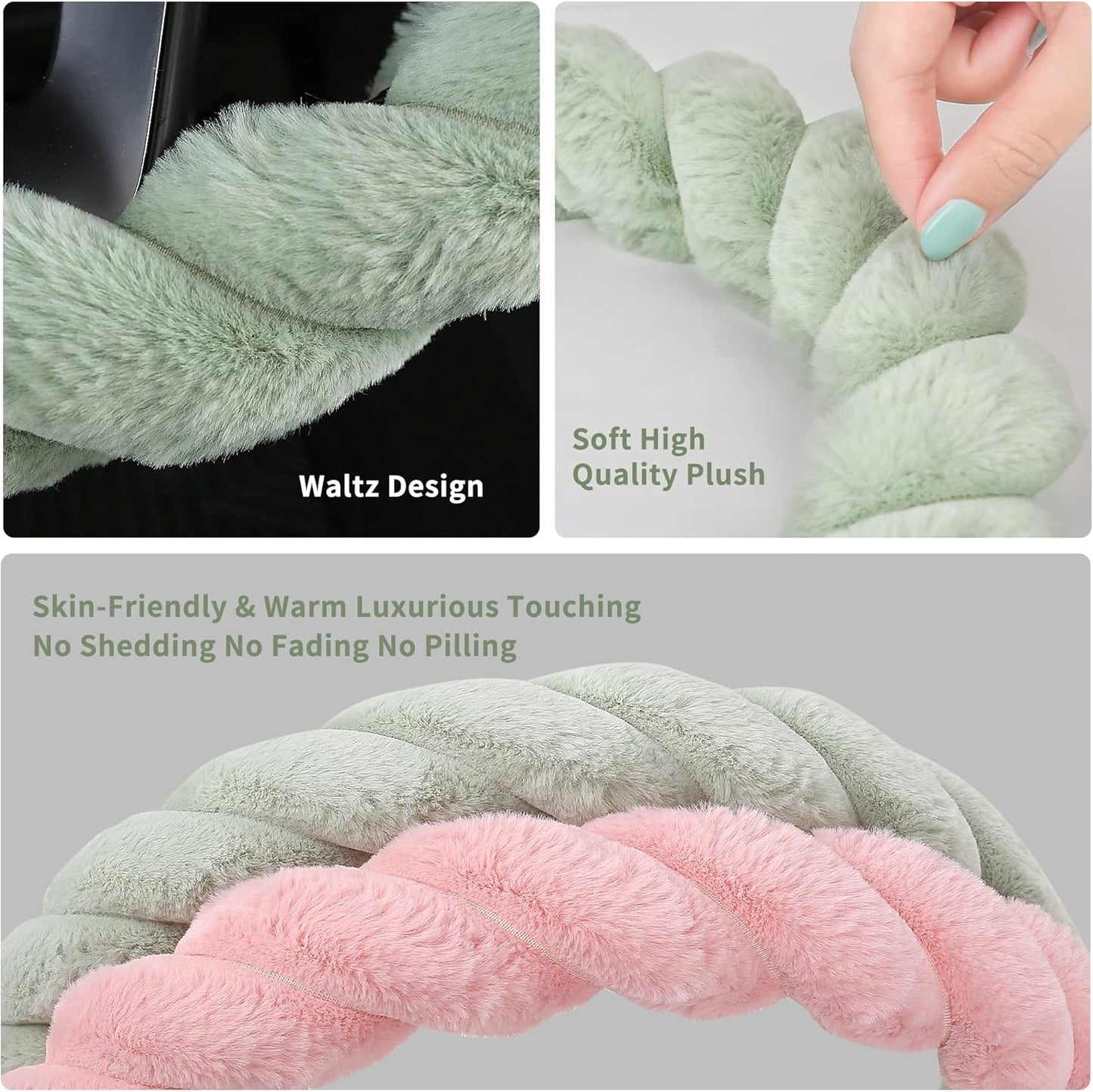 Luxury Fluffy Winter Car Steering Wheel Cover for Women Soft Warm Handle Cover for Jeep Truck Van F150 Universal Fuzzy Anti Slip, Pink