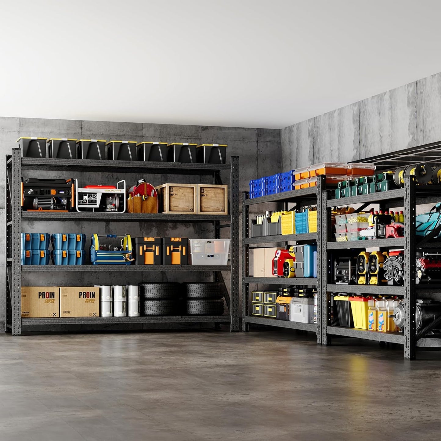 60" W Storage Shelves 5000lbs Garage Metal Shelving Heavy Duty Garage Shelves Adjustable Storage Shelves for Industrial, Factory, (60" W X 24" D X 70" H)