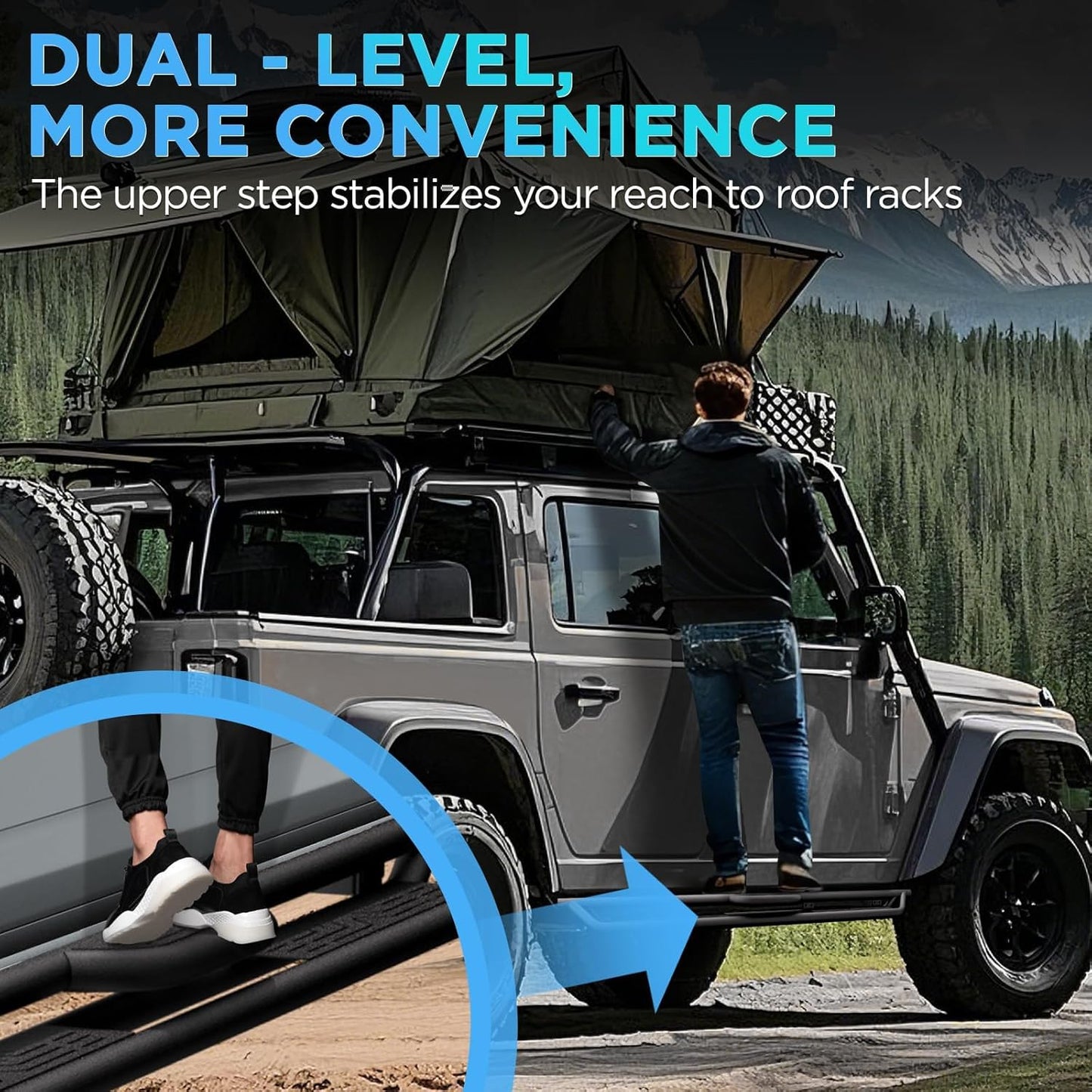 Running Boards Compatible with 2007-2018 Jeep Wrangle JK 4 Doors, Carbon Steel Coated Black Truck Side Steps Rails Nerf Bars