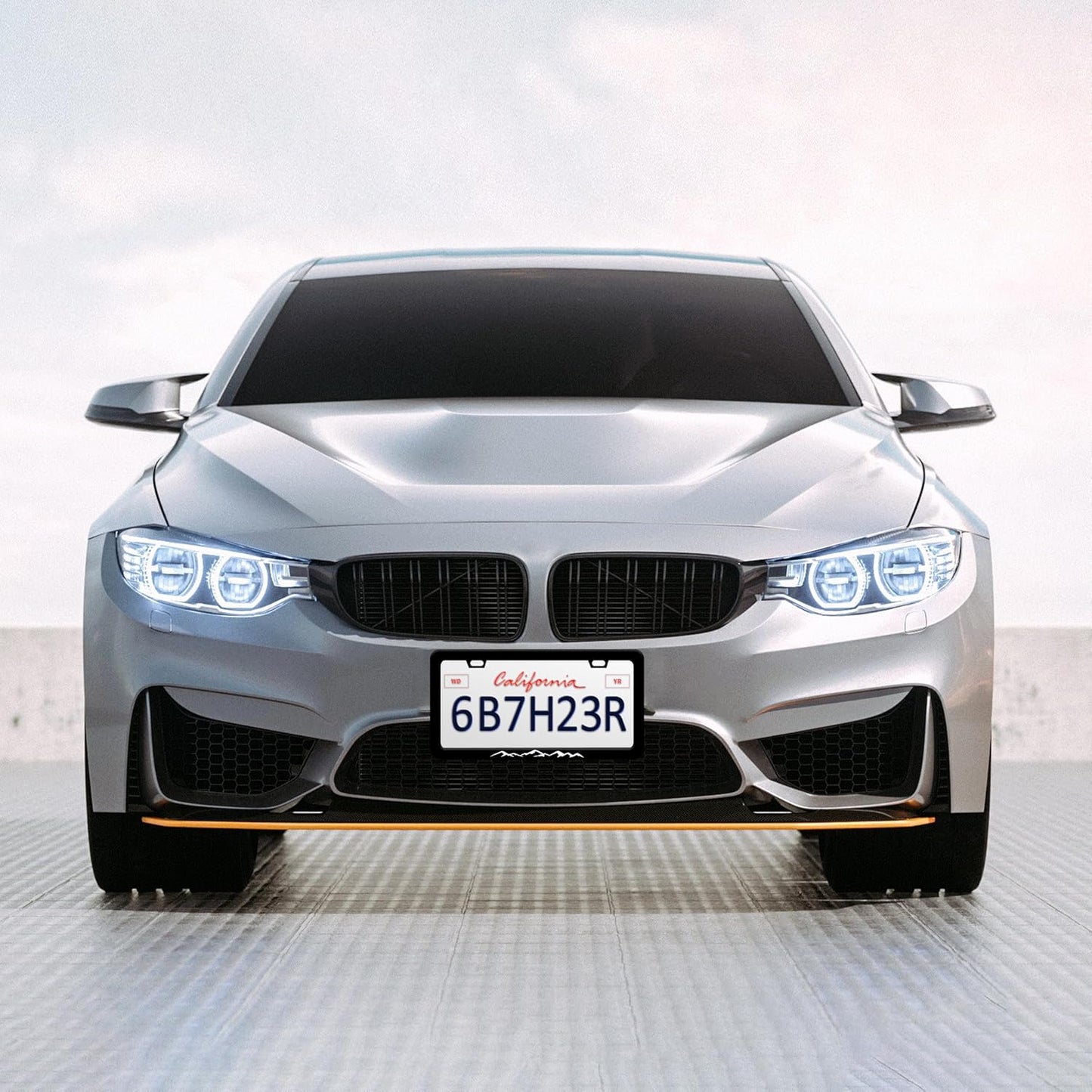 Black White Mountains License Plate Frame Mountain License Plate Frames Personalise Stainless Steel Funny Design Compatible with Standard License Plate Holder for USA Canada 6 X 12 Inch with Screws