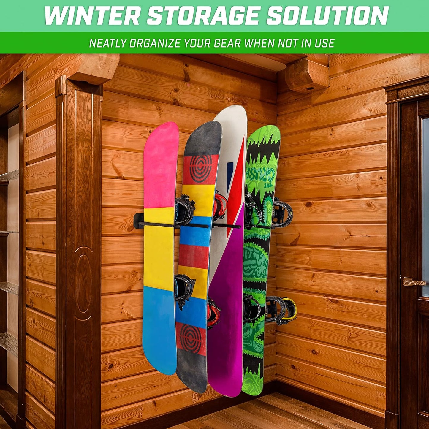 GoSports Wall Mounted Ski and Snowboard Storage Rack - 2 or 8 Ski Sizes