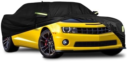 Waterproof Car Cover for Chevrolet Camaro 2010-2022 240T Outdoor Full Car Cover All Weather, 6 Layers All Weather Custom-fit Camaro Car Cover with Zipper Door for Snow Rain Dust Hail Protection