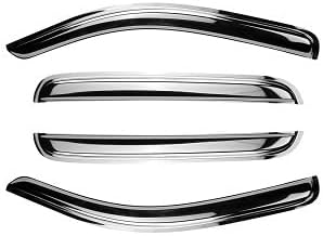 94155Y Chrome Side Window Visor Wind Vent Deflector fit for 2009-2014 ford F150 Supercrew/Crew cab with 4 Full Size Doors,4pc Outside Mount Style Shade Sun Rain Guards Set