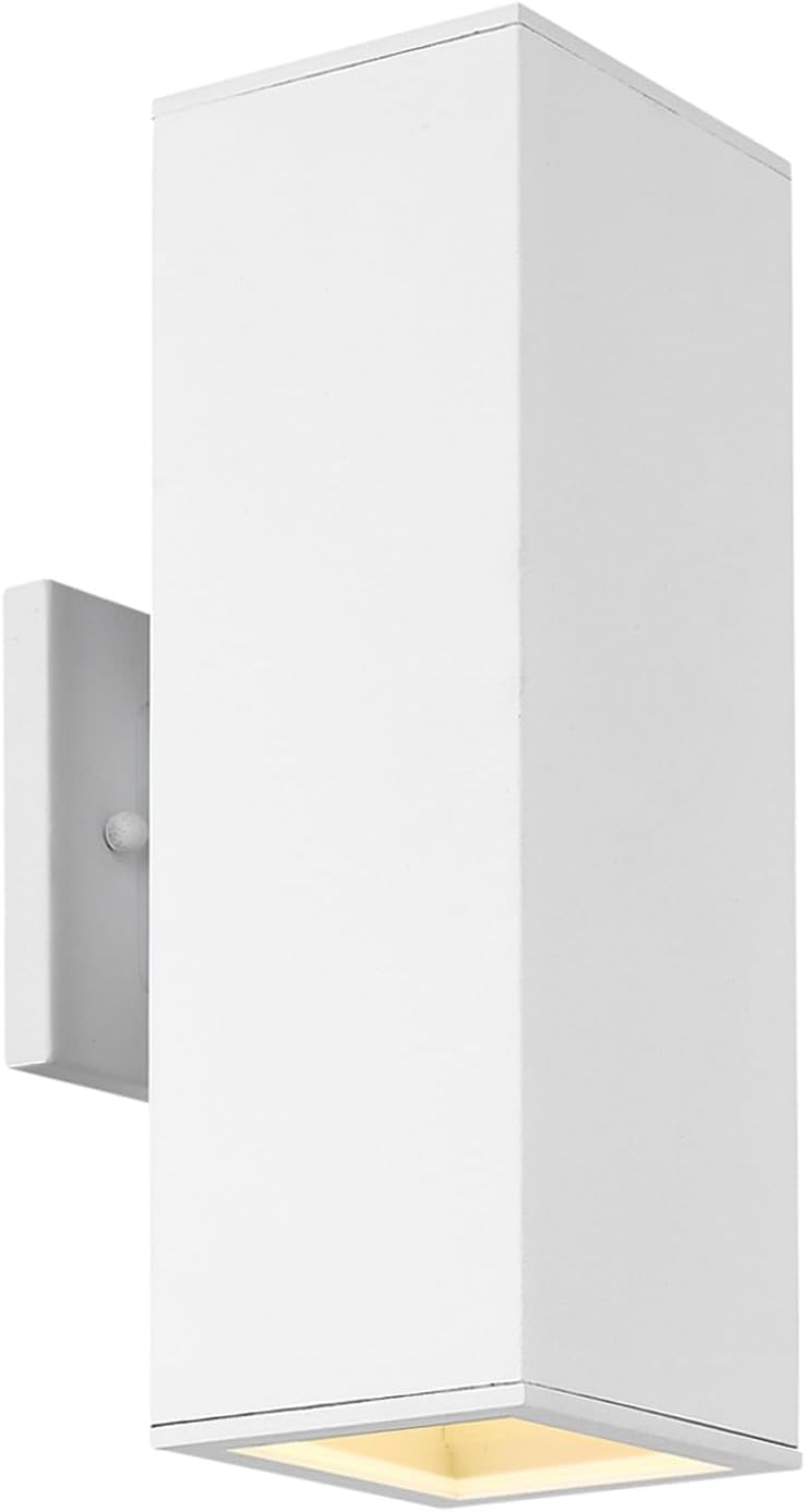 harriet Porch Lights Outdoor Modern - IP64 Waterproof Aluminum and Tempered Glass Cover, 13" Rectangular Up/Down Wall Sconce for Porch, Garage & Patio, Exterior Lighting, White