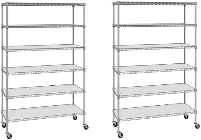 Organize in Style with The Members Mark 6-Tier NSF Heavy Duty Wire Shelving, 47.75" W x 18" D x 75.5" H (Granite, 2 PACK)