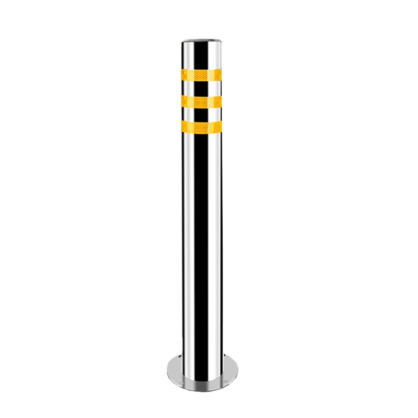 Stainless Steel Parking Bollards for Driveway, Industrial Safety Bollards Reflective Channelizer Post, Parking Barrier, Sturdy and Durable, Easy to Install, for Crowd Control(Silver (1pcs),8.9*100cm/3