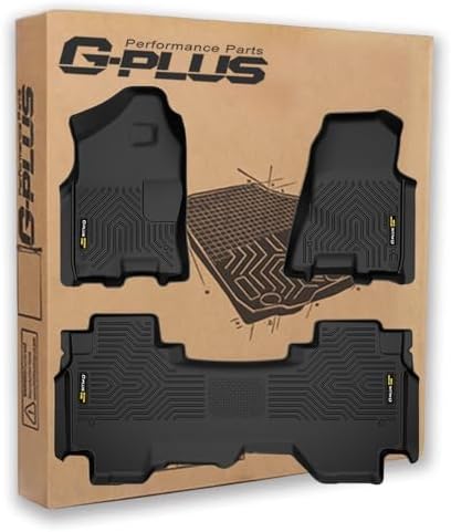 G-PLUS Floor Mats Fit for 2019-2024 Dodge Ram 1500 Crew Cab New Body (NOT Classic Models) Without Storage, TPE All Weather Custom Fit Full Cover Protection Floor Liner 1st & 2nd Row, Black