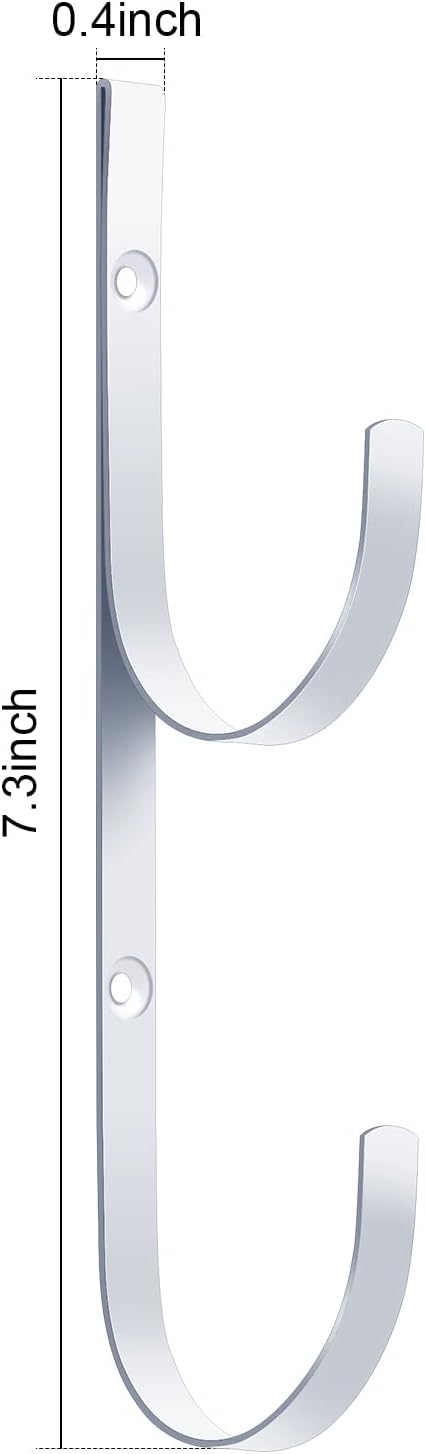 6 Pieces Pool Pole Hook Hanger Swimming Metal Brackets Pool Hook with 12 Pieces Screws for Telescopic Poles, Skimmers, Leaf Rakes, Net, Brush, Vacuum Hose, Garden and Pool Accessories (White)