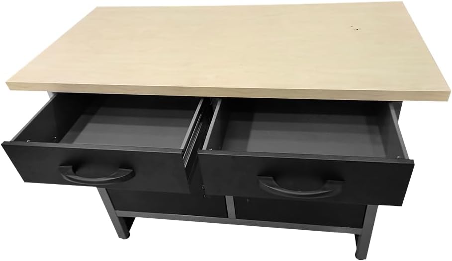 JZD Workshop Tool Cabinet Set System with Wood Worktop, for Auto Repair Shops, Utility Room Garage