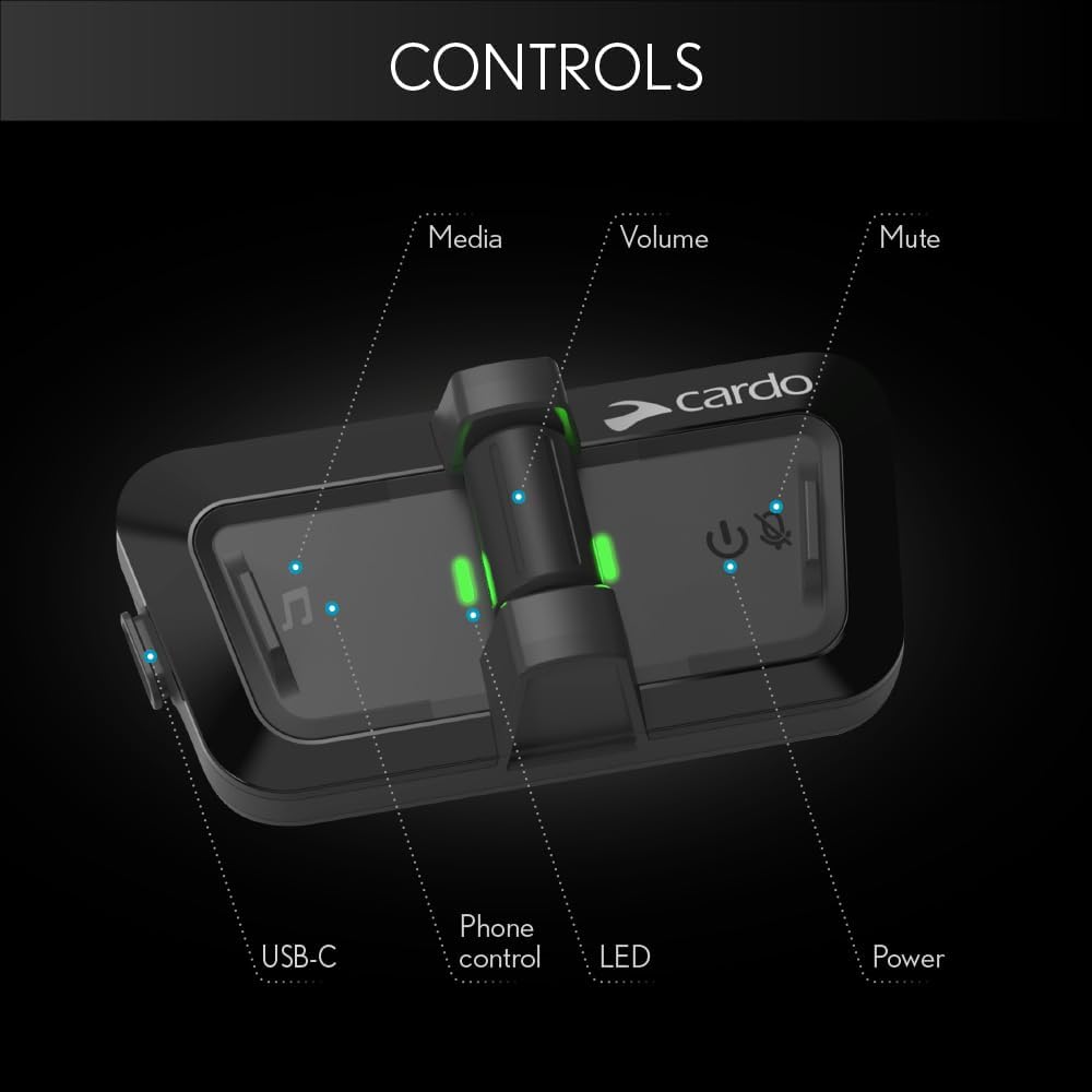 Cardo Packtalk Outdoor Helmet Communication System for Skiing, Snowboarding, Mountain Biking, Cycling and Other Outdoor Activities - Black - Dual Pack