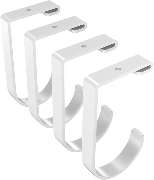 FLEXIMOUNTS 4 Pack Add On Storage Flat Hook Accessory for Garage Ceiling Rack and Wall Shelving, Max Weight Capacity up to 50lbs, White