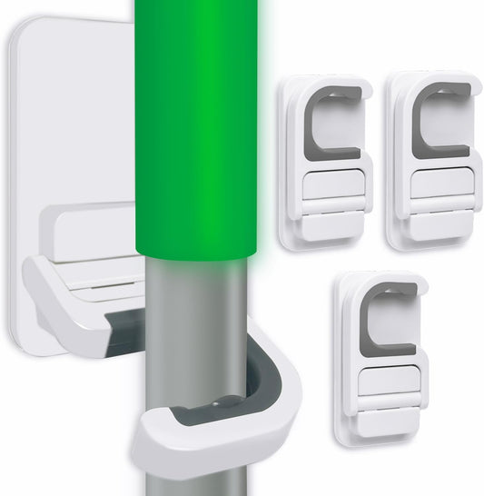 3pack Broom and Mop Holder Wall Mount No Drill Mop and Broom Gripper Mop Handle Hanger Household Cleaning Organizer, Holds up to 6 lb