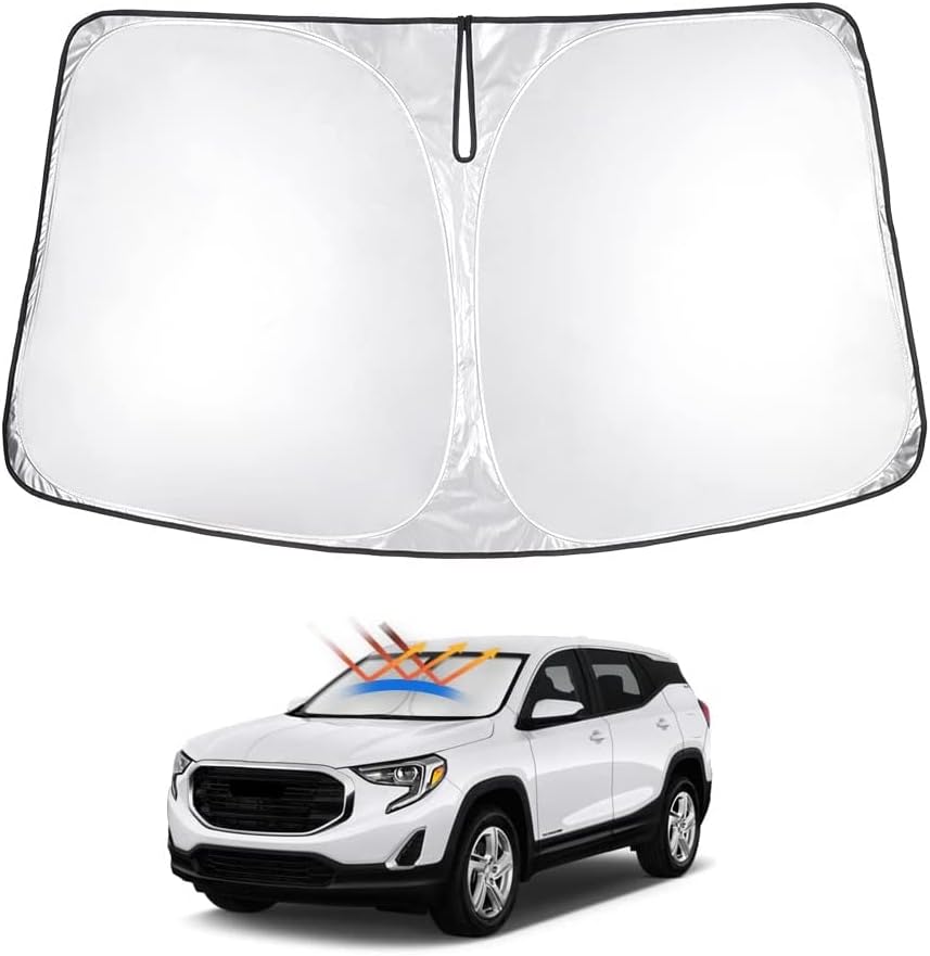 T TGBROS Windshield Sun Shade Custom Fit for 2018-2024 2025 GMC Terrain Accessories Foldable Sun Shield Reflective Polyester Sun Visor Cover Block Heat and Sun Protection