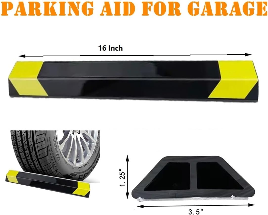 16" Heavy Duty Parking Aid for Garage, Car Parking Stopper for Garage 1 Pack, Parking Aids Protects Car, Parking Stopper Easy to Install (1 Pack 16" L x 1.25H)