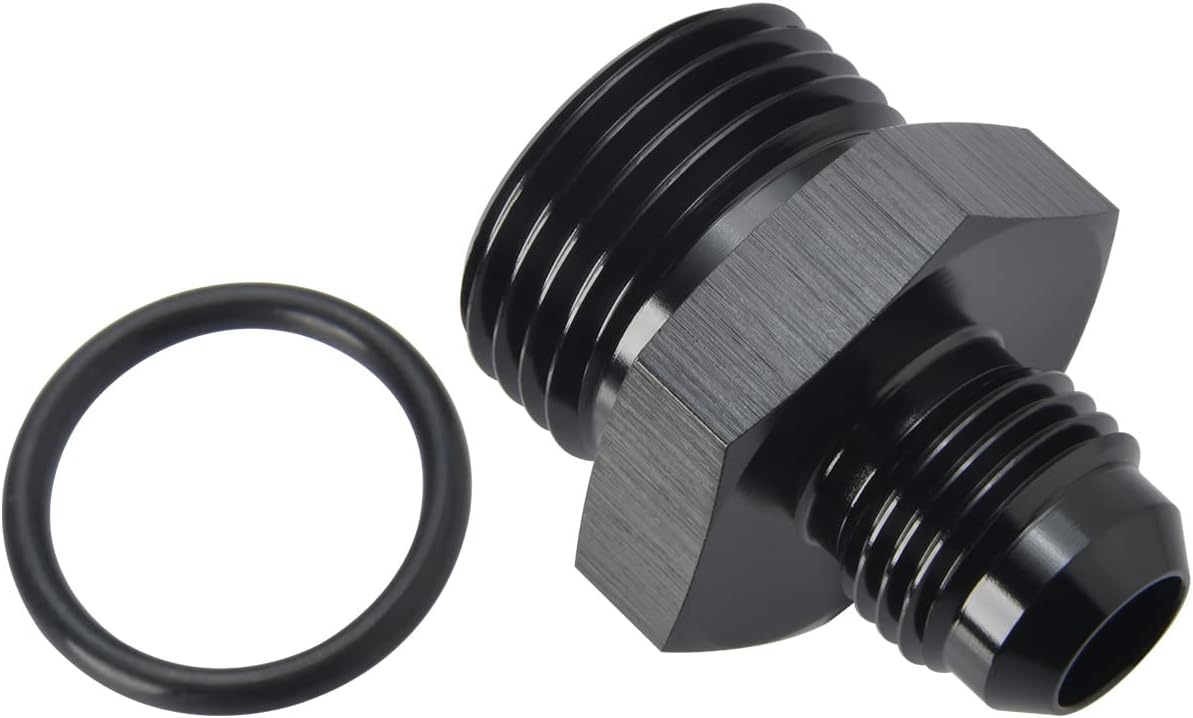 6AN Male Flare to 10AN ORB O-ring Boss Fuel Pump Rail Adapter Fitting Aluminum Black