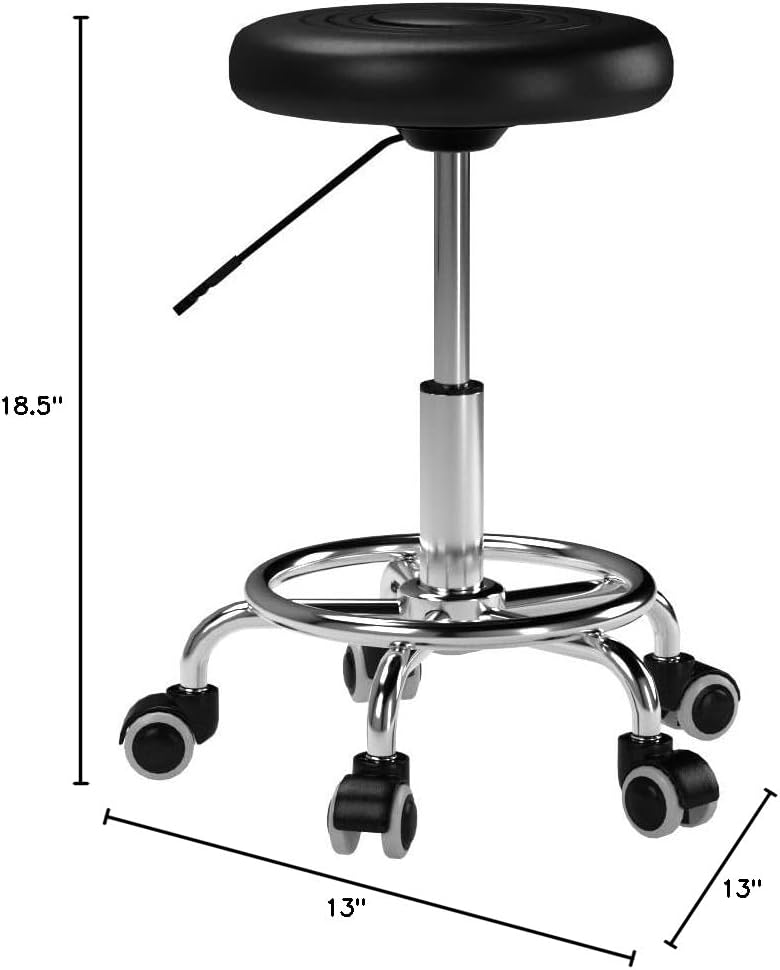 Performance Tool W85027 Adjustable (19 - 24 Inch) Pneumatic Rolling Bar Stool, 250 Lbs Capacity