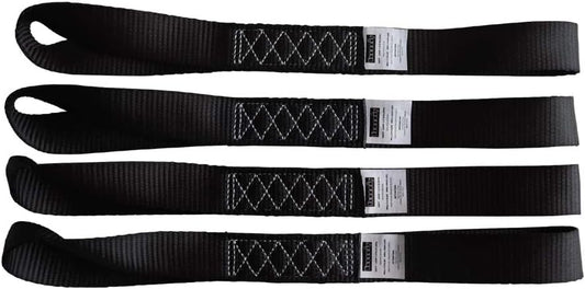 Soft Loop Tie Down Straps (4PK) Black Breaking Strength 10,000 LBS Heavy Duty 1.5 inch x 18 inch Motorcycle Soft tie Downs for UTV, ATV, Bicycle and Railer
