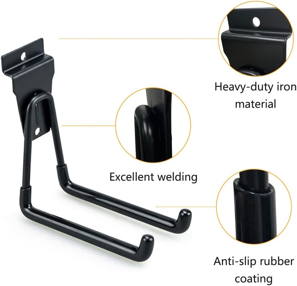 Slatwall Hooks Heavy Duty Slat Wall Accessories Garage Small U Hooks and Hangers for Garage Organizers, Black(10 Pack)