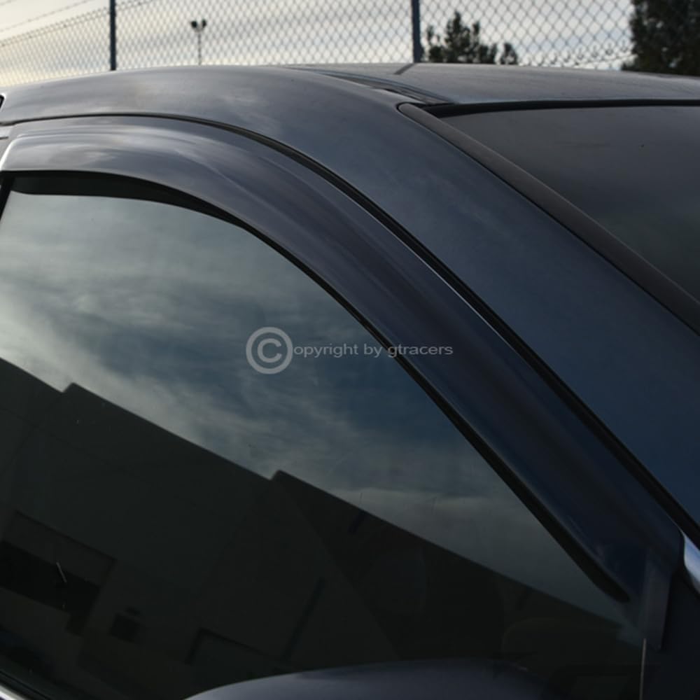 4Pcs Dark Smoke Tint Front Rear Window Deflector Sun/Rain/Wind Guards Shade Smoke Window Visors 2001-2004 Compatible with Toyota Tacoma Double/Crew Cab