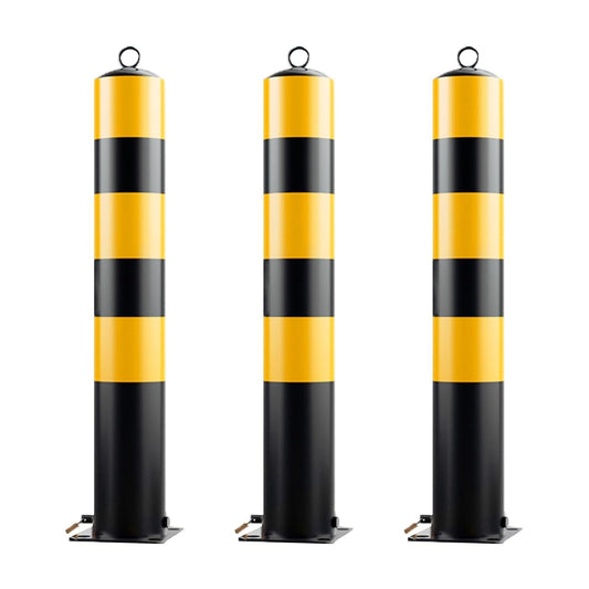 Steel Safety Bollard Post, with Lock Bollard Post Removable Security Posts, Parking Bollards, Parking Barriers Concrete, Powder Coat, for Parking Lot, Driveway and Sidewalk(Black (3pcs),75cm/29.5in)