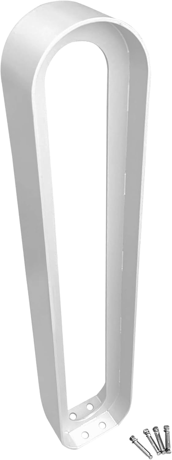 Sandbaggy Modern Commercial Bike Rack | 6.5” x 3” x 35” Oval Design | In-Ground | Anchor Bolts Included (White, 5)