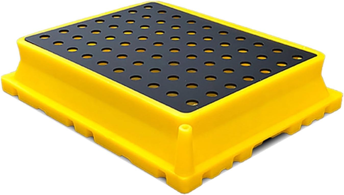 2 Drum Containment Spill Pallet, Polyethylene Low Profile Paint Bucket Tray, Industrial Garage Storage Detachable Shipping Leakproof Platform (Color : Yellow-5 Pack, Size : 20.9"x16.1"x4.7"