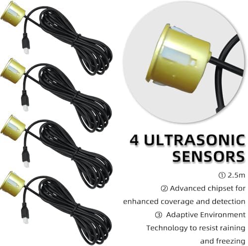 Parking Sensor Kit Backup Sensor Kit Reverse Sensor for Car 18 Color Options for Probes Adjustable Alarm Volume Professional Sensore de Reversa para Carro Safe Driving Assistant（Light Gold）