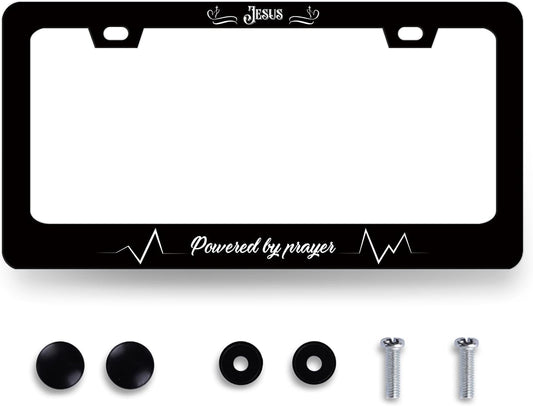 Jesus Cross License Plate Frame Funny Christian License Plate Holder Stainless Steel Religion Car Accessory Faith License Plate Decoration for Men Women Size 12.2" x 6.2" with Screws