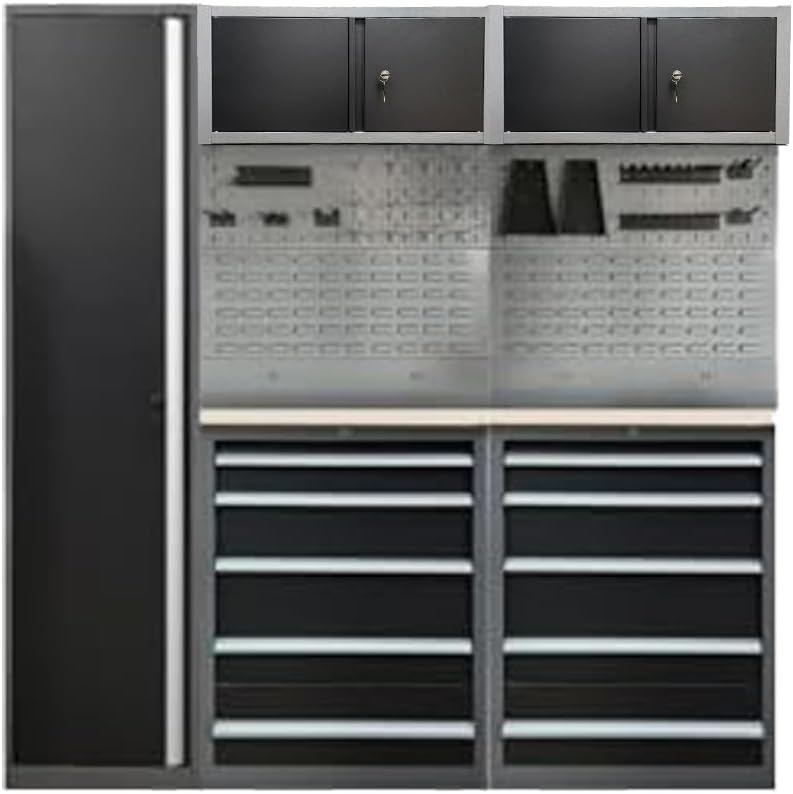 Steel Garage Storage Cabinet System, Tool Organization, for Workshop Auto Repair Shop, No Wall Mounting Needed