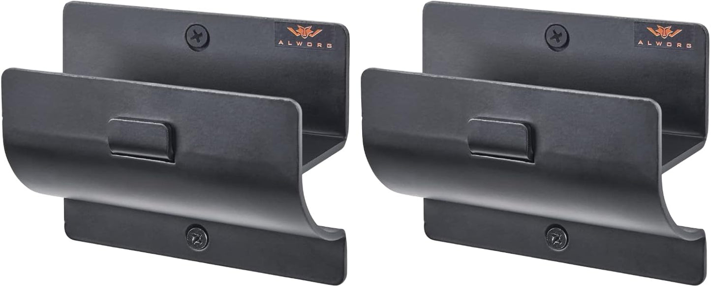 Ladder Hanger set of 2 For Garage Wall - Black Heavy Duty Utility Hook For Wall Mount Ladder Storage. Versatile Tool Holder To Maximize Space In Shed, Workshop, Garden, Hang Wheelbarrow, Folding Chair