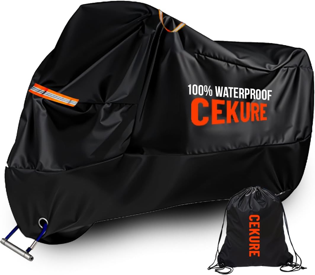 Your Ride! Heavy Duty Motorcycle Cover Waterproof Outdoor 210 Oxford Fabric with Heat Sealed Seams Ultra Waterproof Fits up to 96" All Weather Scooter Cover for Sport Bike with Carry Bag