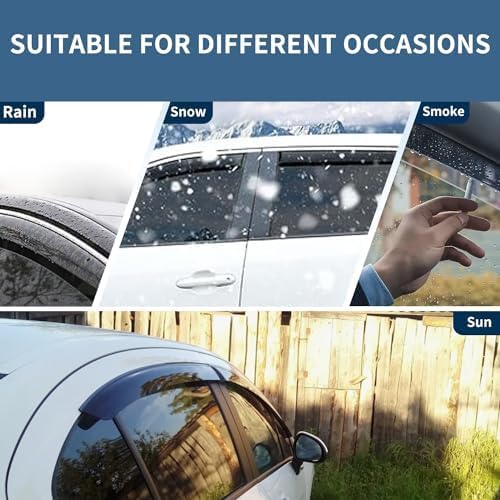 4PCS Rain Guards Fit for 2013-2018 Toyota RAV4 LE XLE SE, Tape-on Outside Mount Window Visors, Smoke Side Window Deflector, Vent Shade Shield, 2013 2014 2015 2016 2017 2018, Exterior Car Accessories