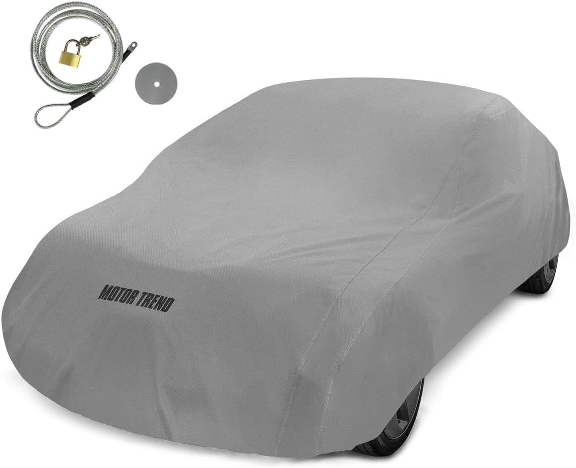 Motor Trend Breathable Lightweight Car Cover, Anti-Moisture Build-Up Water-Resistant Scratch-Resistant Travel-Friendly, Universal Fit for Cars SUVs Trucks Vans All-Weather Outdoor/Indoor, (S) 157" L
