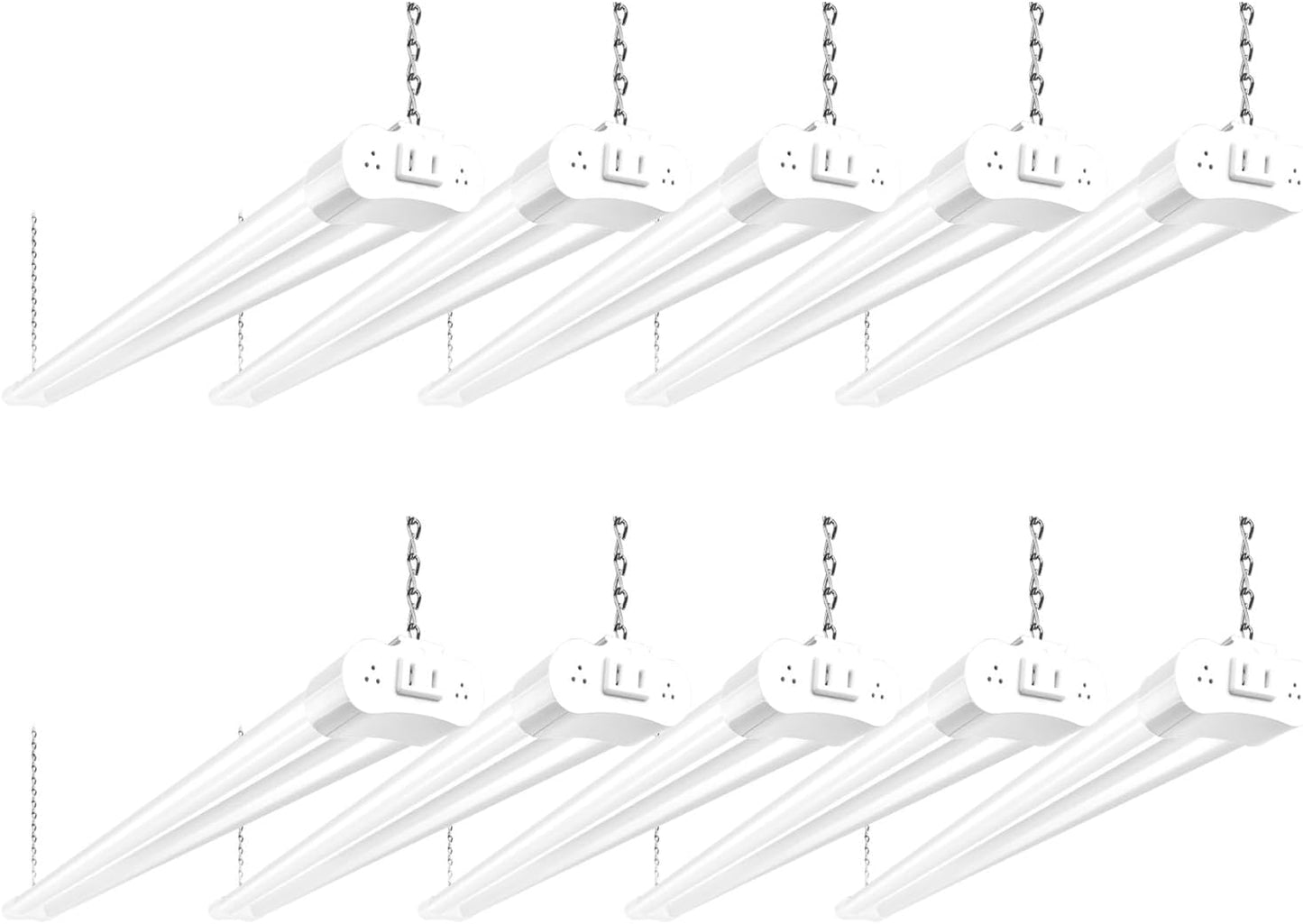 hykolity 10 Pack 4FT Linkable LED Utility Light Fixture, 4400lm, 42W, 5000K Daylight for Workshop, Garage, Hanging or Surface Mount, with Power Cord, ETL