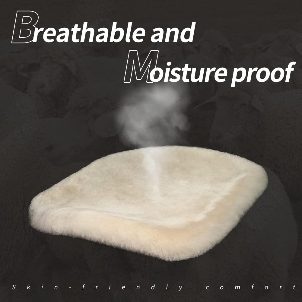 LLB Genuine Sheepskin Car Seat Cushion Seat Covers for Cars Trucks SUV Comfort Seat Protector Pad for Car Driver Seat Car Accessories for Women Office Chair Car Decor (Pearl, Front Seat Cushion-1 Pc)