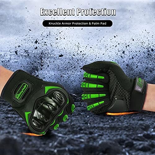 Motorcycle Gloves for Men and Women Full Finger Touchscreen Mountain Dirt Bike Gloves for Powersports BMX ATV MTB Driving Motocross Cycling Gloves(M, Green)