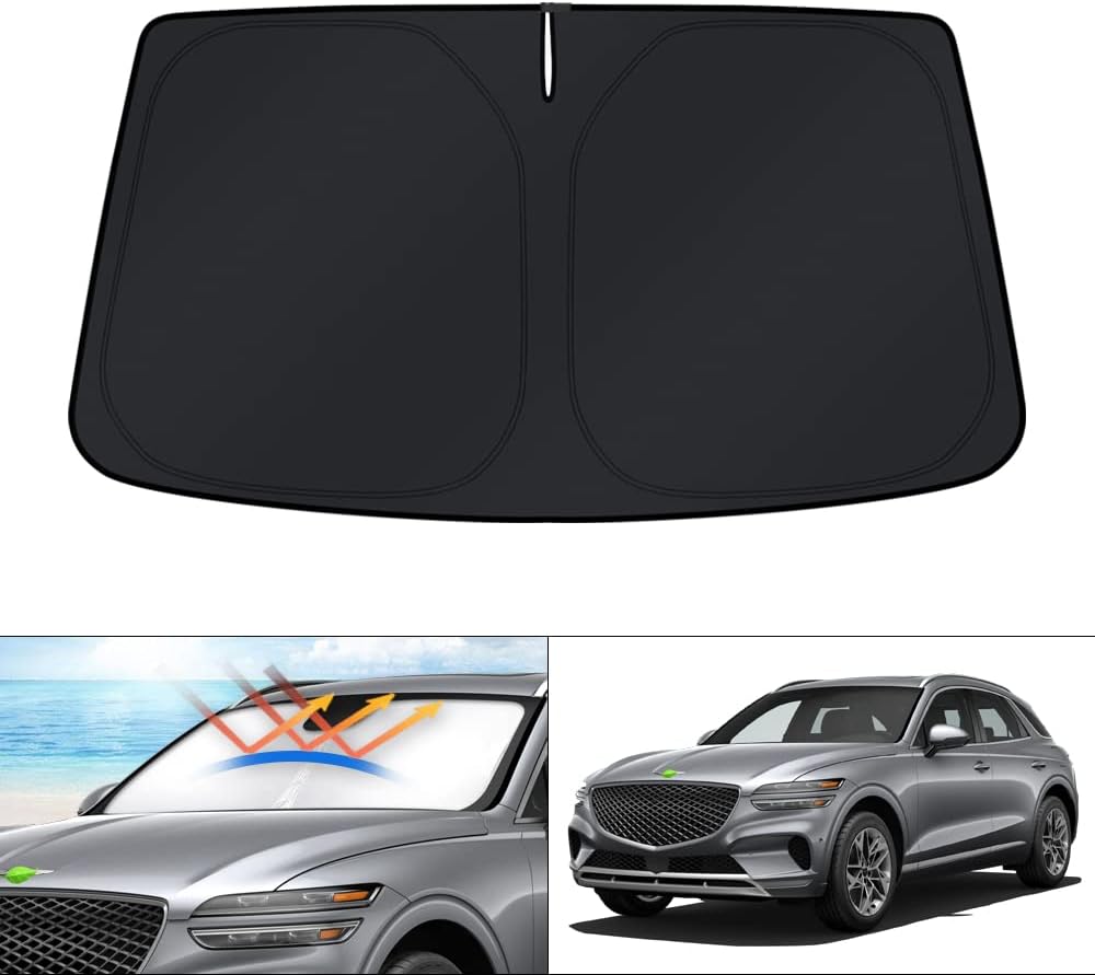 KUST Windshield Sun Shade for Genesis GV70 Accessories 2022-2025 2026 Sunshade Window Sun Visor Protector Foldable Blocks UV Rays Keep Your Car Cooler