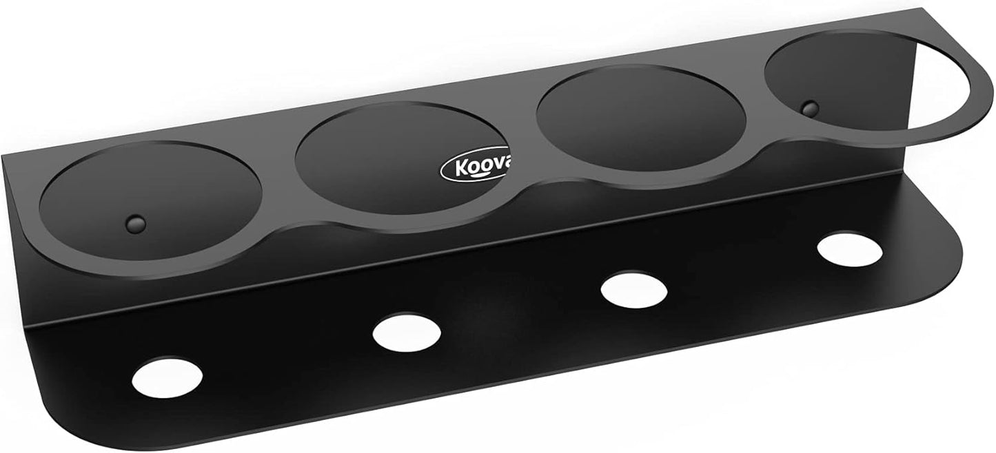 Koova 4 All-Purpose Spray Bottle Holder | Easy Install Wall Mount Hardware Included | Heavy-Duty Powder Coated Steel Storage Rack for Garage And Home | Craft Workspace Paint Bottle Organizer USA Made