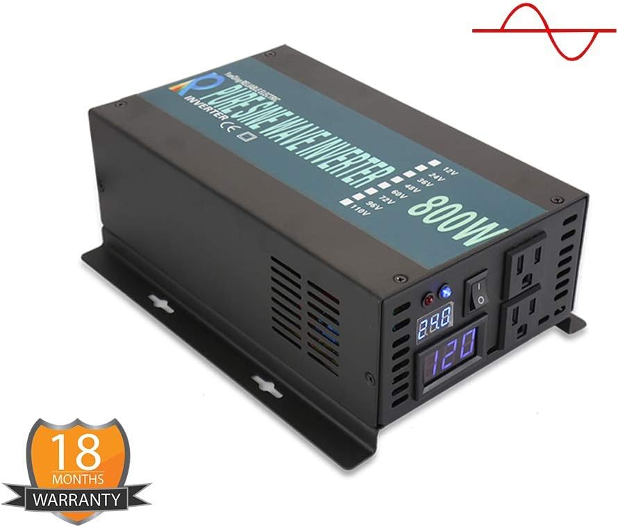 WZRELB Full Power Full Power Endurable Led Display 800W Pure Sine Wave Solar Inverter 12Vdc to 120Vac, (RBP80012B1)