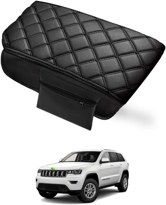 Autorder Center Console Cover for 2011-2019 2020 2021 Jeep Grand Cherokee Accessories Armrest Cover Anti-Scratch Middle Console Pad Leather Armrest Protector